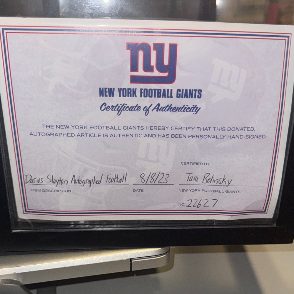 NY Giants Football signed by Darius Slayton with COA. Display Case Included